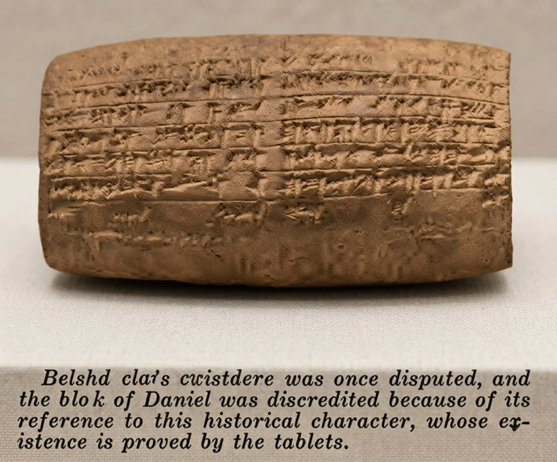 Baked clay cylinder of Nabonidus, king of Babylon, inscribed with a prayer on behalf of his son Belshazzar (British Museum).