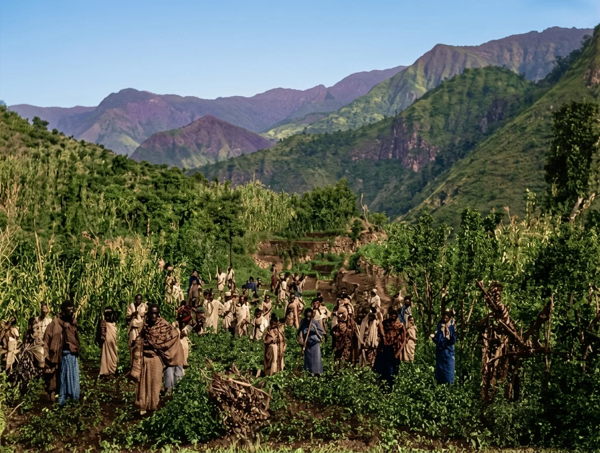 NATIVE GARDENERS AT VUASU, GERMAN EAST AFRICA