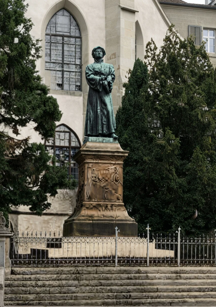 Statue of Zwingli, Zurich, Switzerland.