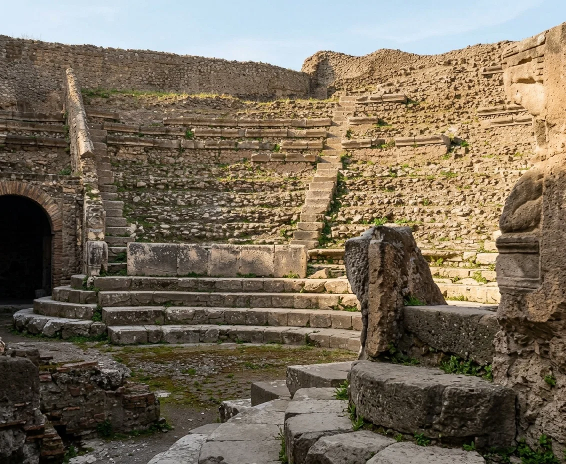 RUINS OF A POMPEIAN THEATER.