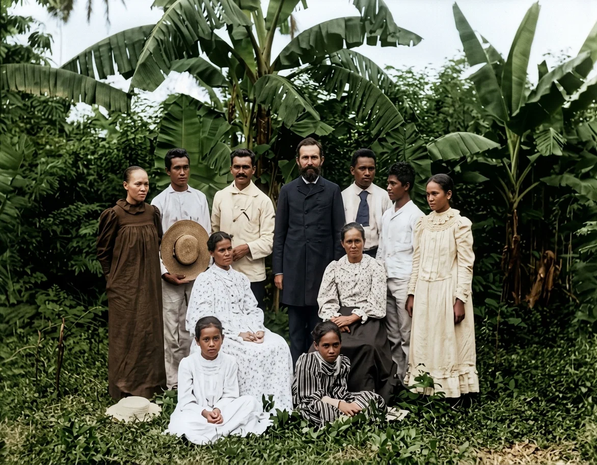 Missionaries with Their Pupils.