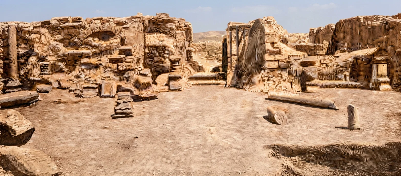 Ruins of Herod's Palace, near Jericho, unearthed by German archeologists. Here Herod the Great held some of his bestial feasts. The ruins indicate that it was a structure of great magnificence.