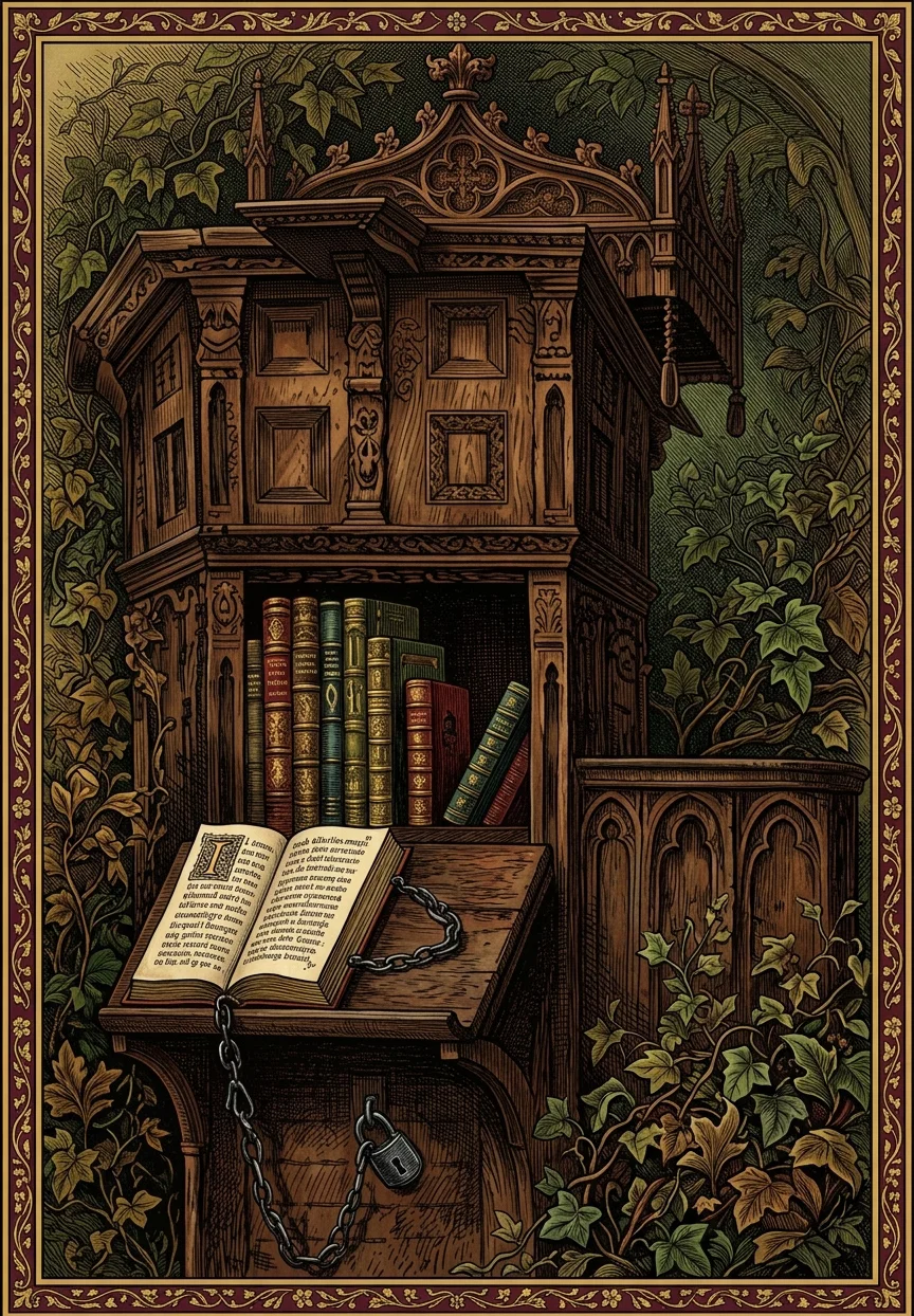 This is not a fancy picture. In days of old Bibles were few, and oftentimes chained in the church. Now the book is ubiquitous, but its truth is often held down in unrighteousness. Rom. 1:18.