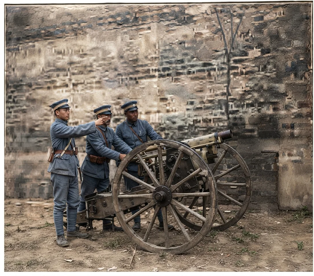 Rapid fire gun operated by the rebels at Nanking