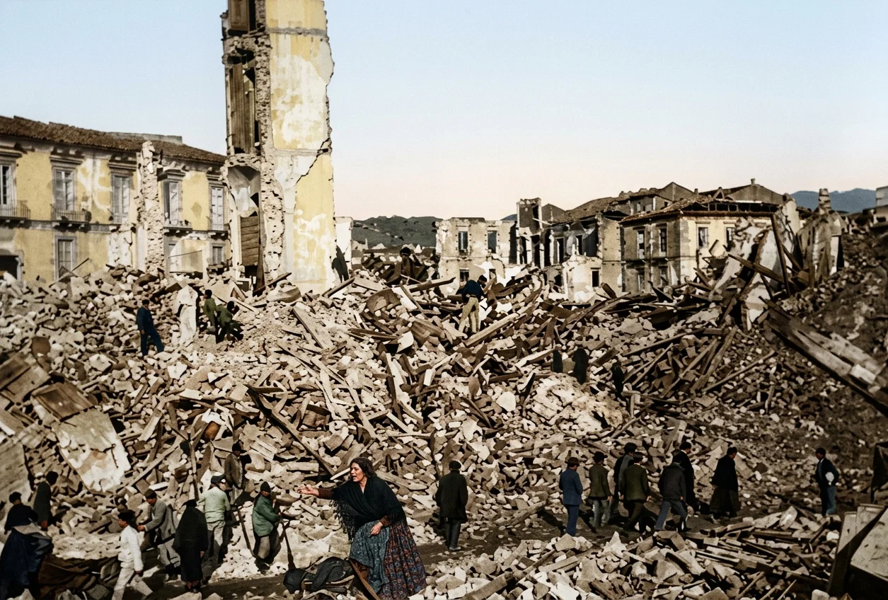 Ruins and Tottering Walls in Messina.