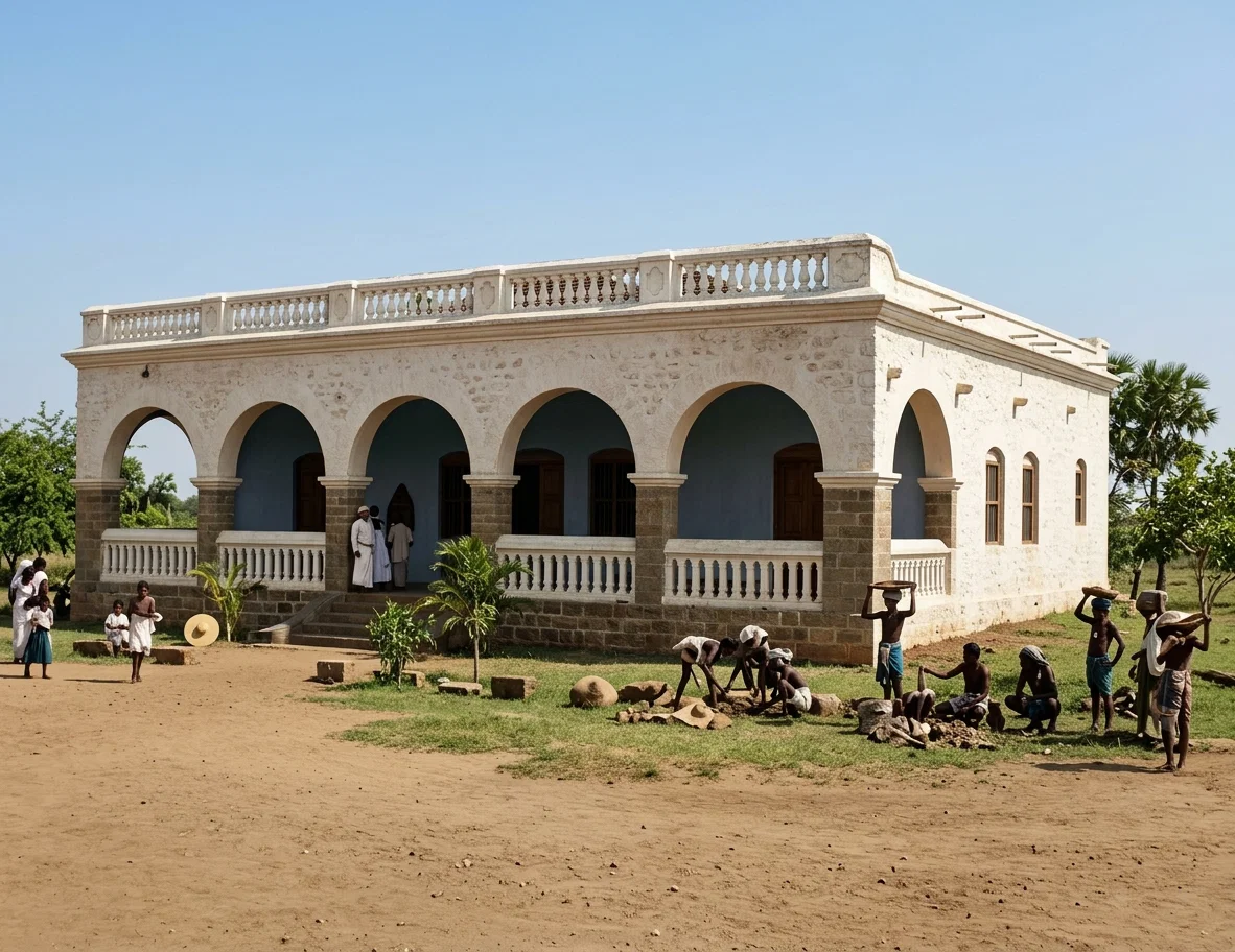 FRONT VIEW OF BUNGALOW, TINNEVELLI DISTRICT, SOUTH INDIA