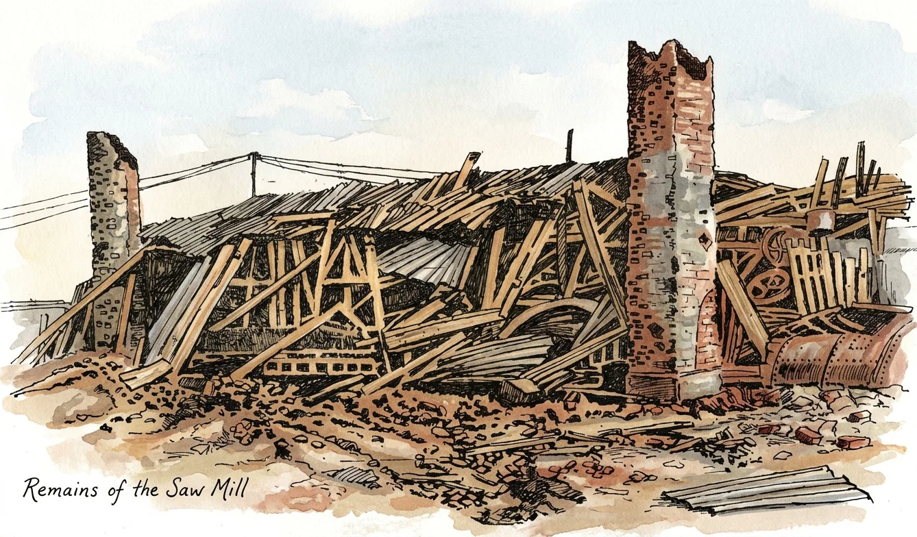 On March 30, 11:45 P.M., San Francisco and vicinity were shaken by the severest earthquake since 1868. It was notable because of the duration of the shock, which lasted from forty to forty-five seconds, but which seemed to many to extend to minutes. One or two old buildings were wrecked in San Francisco, and considerable damage was done at the Government Navy Yard, Mare Island, the wrecked sawmill being shown above. Injury to buildings is officially estimated at $342,000. That many were frightened need not be stated. Some not accustomed to pray, prayed then, but as soon as the fear was over, made light of their alarm. In some places the earth is said to have opened slightly. No lives were lost. See note on last page.