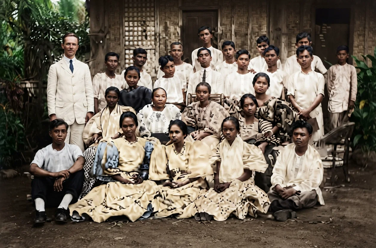 Employees in our Filipino printing office, Brother W. E. Lanier, the manager of the publishing house, at the left.