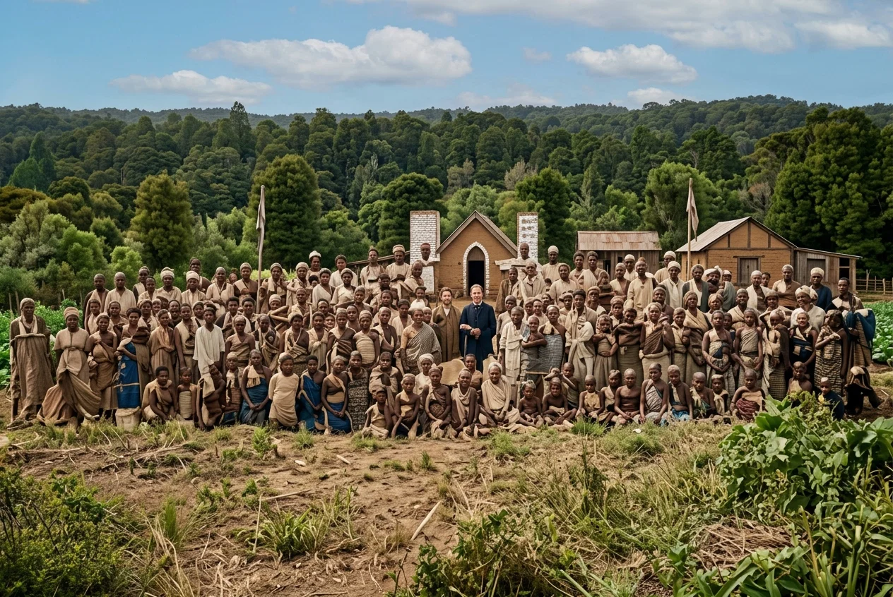 SCHOOL GROUP, AT OUR KIHUIRO STATION, GERMAN EAST AFRICA