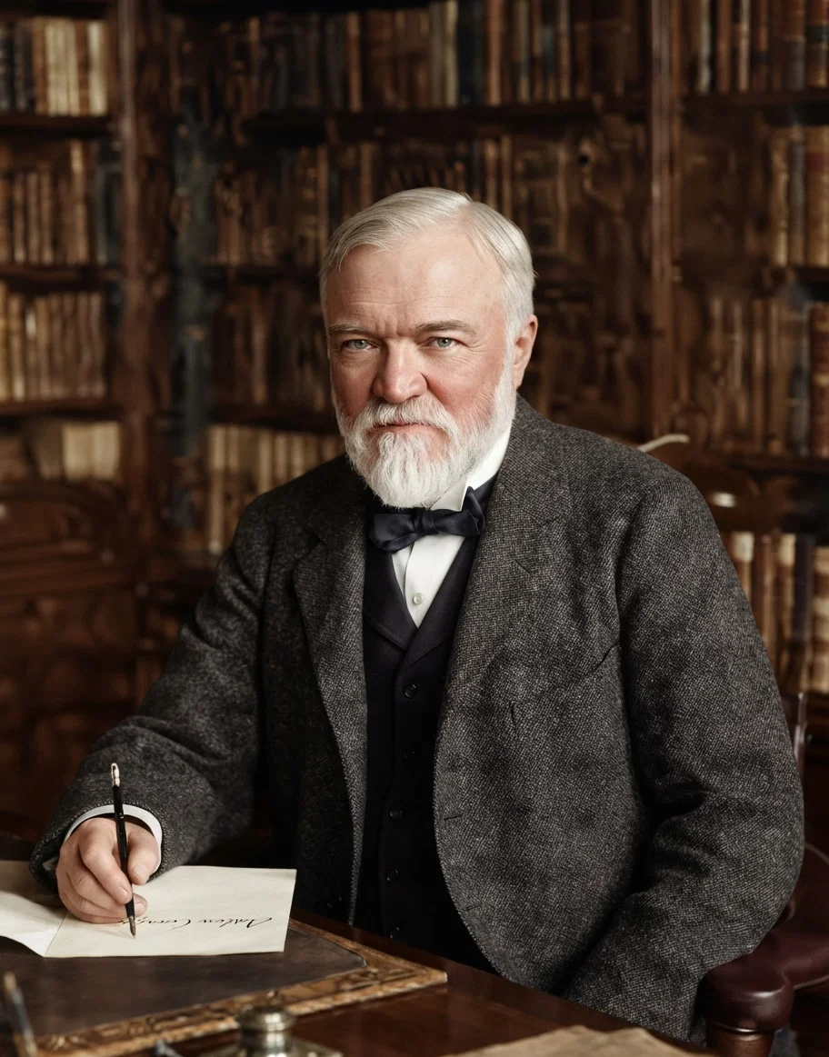 From Stereograph, Copyright 1907, Underwood & Underwood, N. Y. Andrew Carnegie, president of the Peace Congress and the chief promoter.
