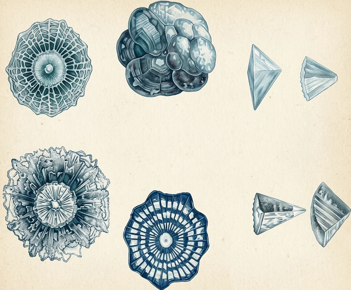 Various forms of hailstones. Note their irregularity.