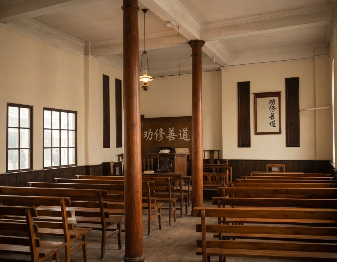 Interior view of street chapel, Honan Road, Shanghai