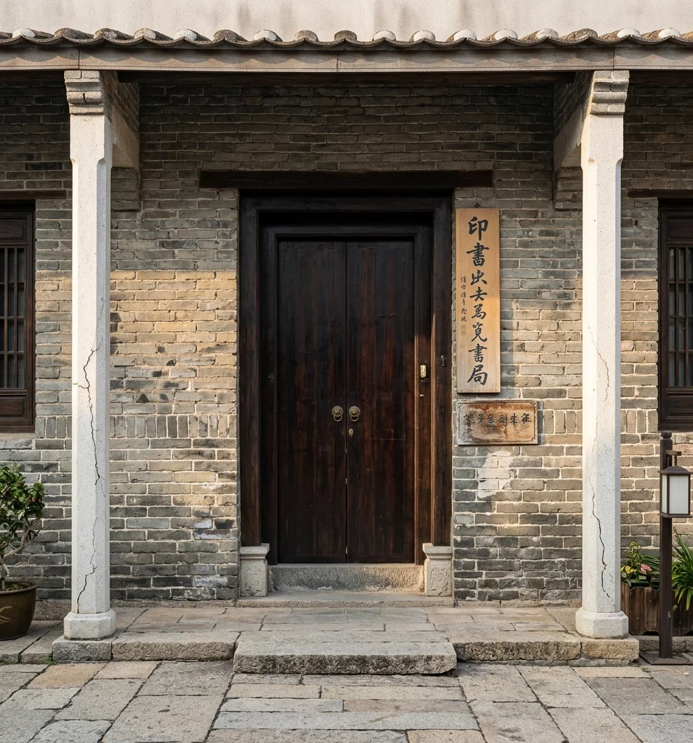 A CHINESE PRINTING-OFFICE—EXTERIOR
AND INTERIOR