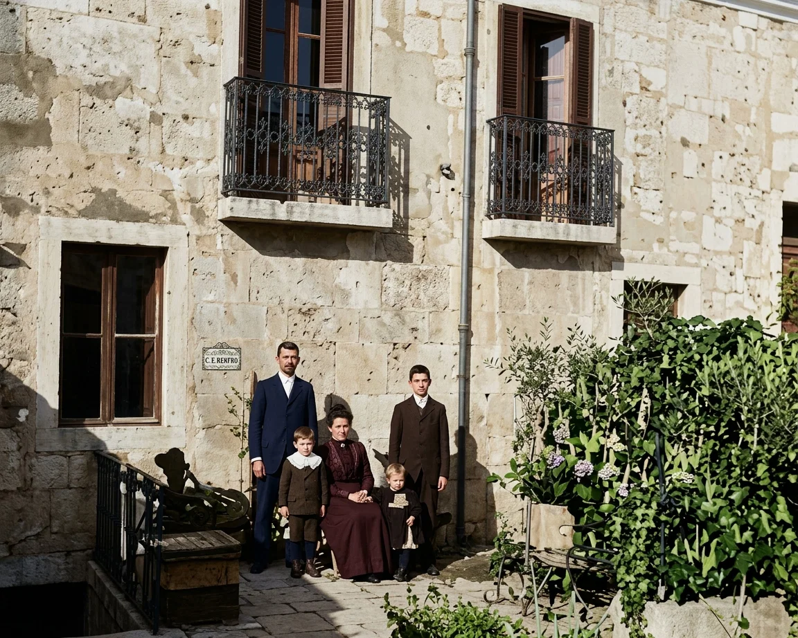 The home and family of C. E. Renfro. Colporteur on the left. Taken January 9, 1910.