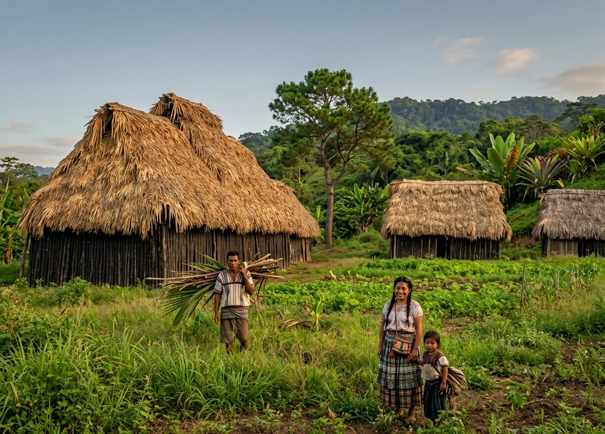 THATCHED HUTS IN HONDURAS