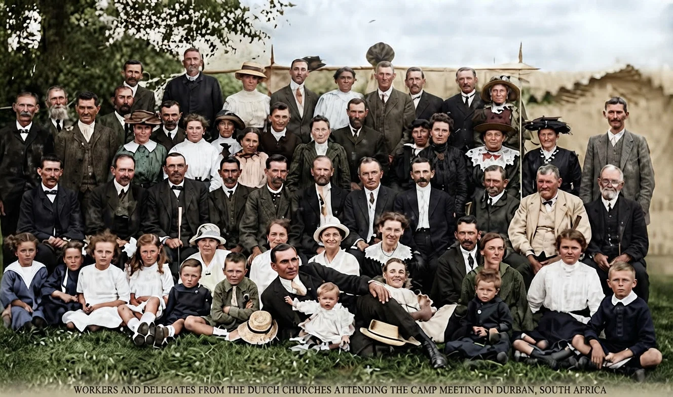 WORKERS AND DELEGATES FROM THE DUTCH CHURCHES ATTENDING THE CAMP MEETING IN DURBAN, SOUTH AFRICA