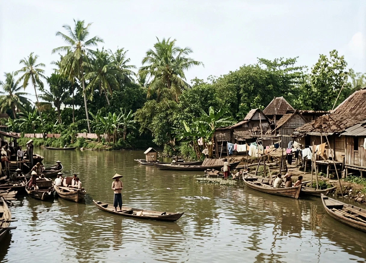 RIVER SCENE, BATAVIA, JAVA