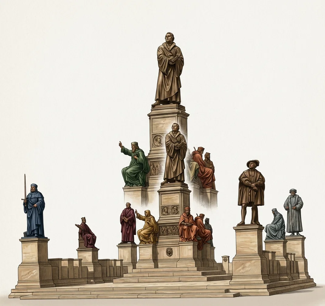 THE FAMOUS LUTHER MONUMENT AT WORMS ("A Bit of Reformation History," page 14)