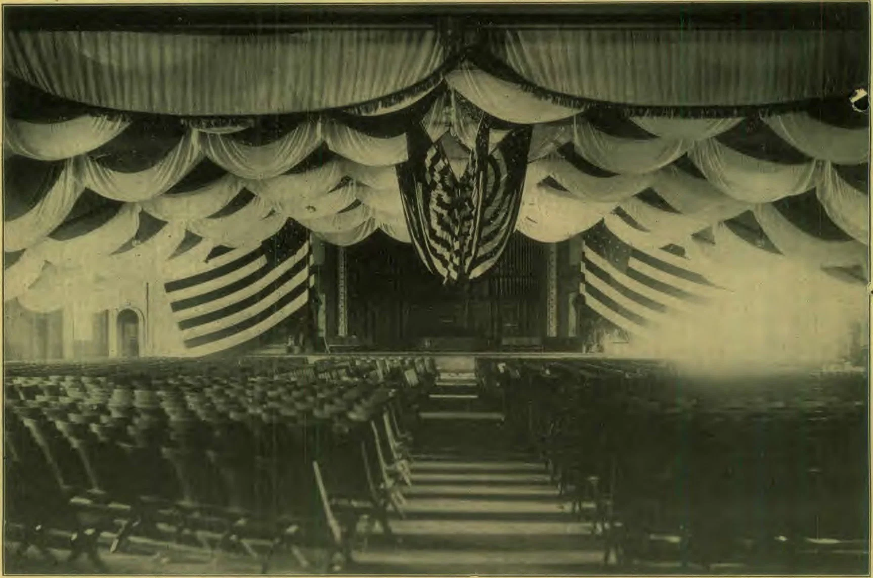 Interior of Convention Hall, Buffalo, N. Y., where the Federation meetings were held. Note its gorgeous drapings and festoonings.