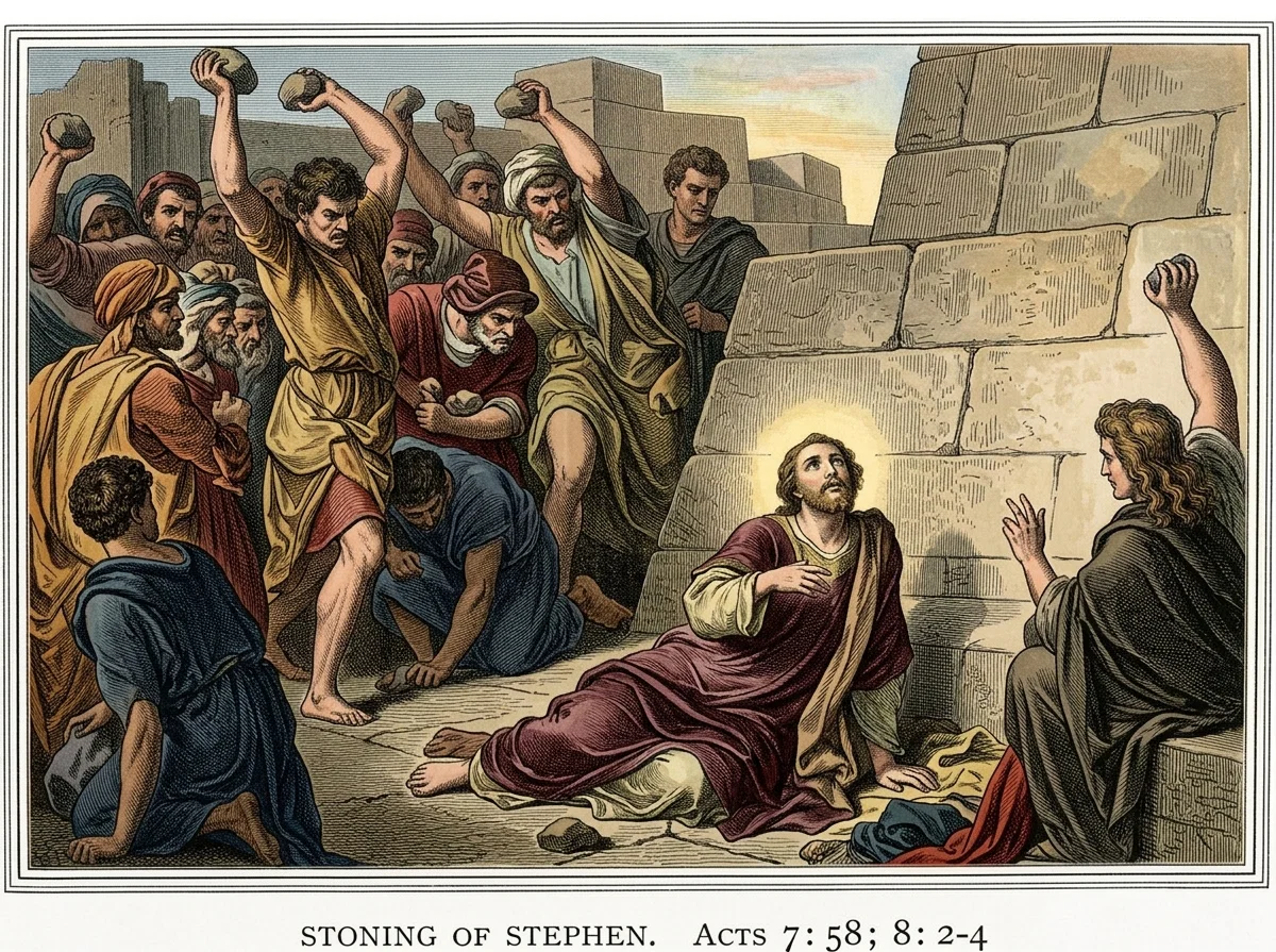 STONING OF STEPHEN. ACTS 7:58; 8: 2-4