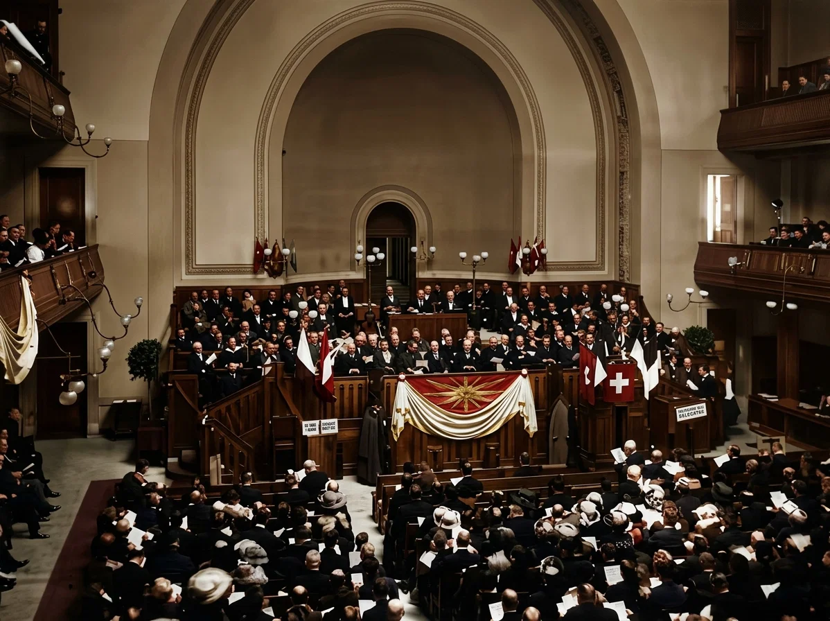 The delegates at the opening meeting in Reformation Hall