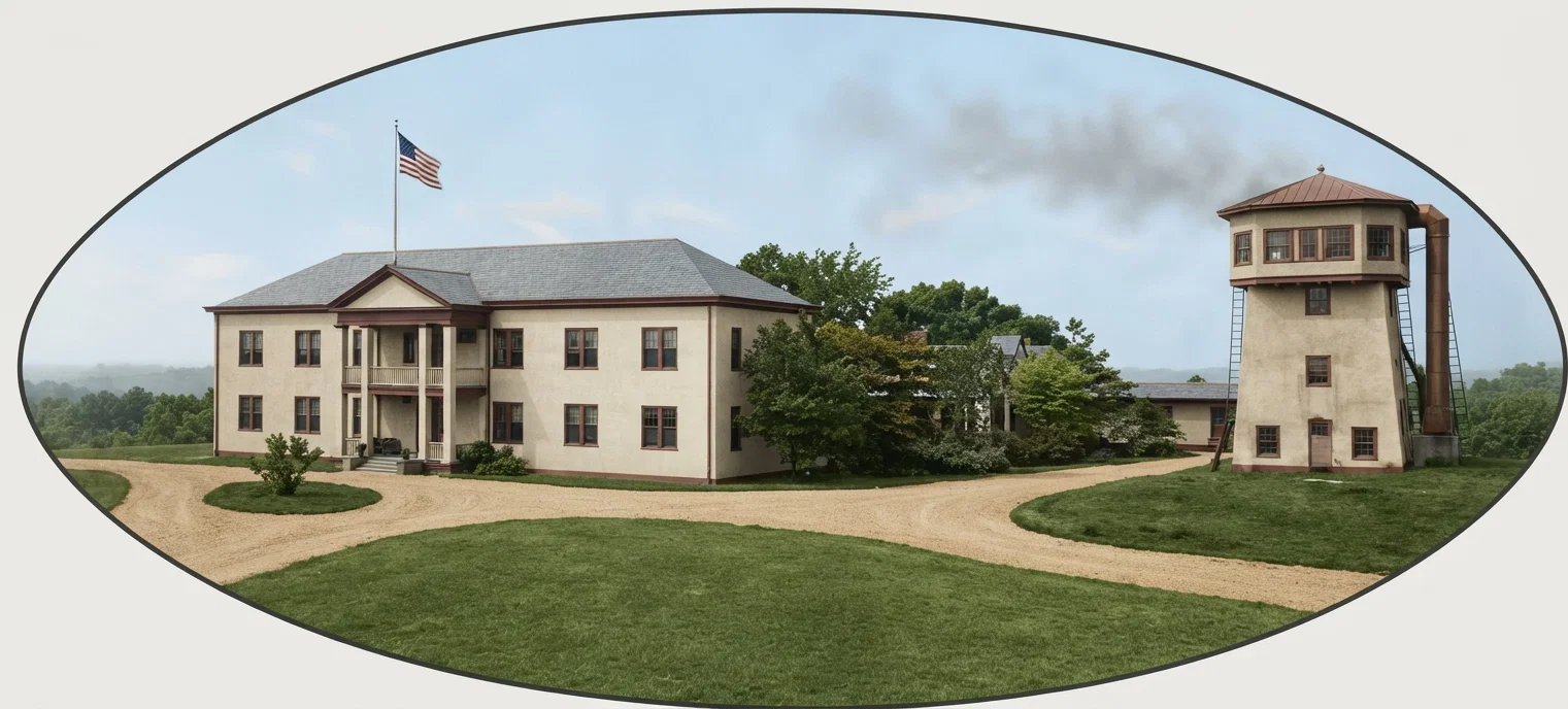 The Isolation Hospital, showing the modern power house and the new infectious pavilion.