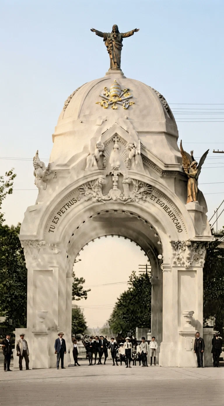 One of the expensive temporary triumphal arches under which the eucharistic procession marched
