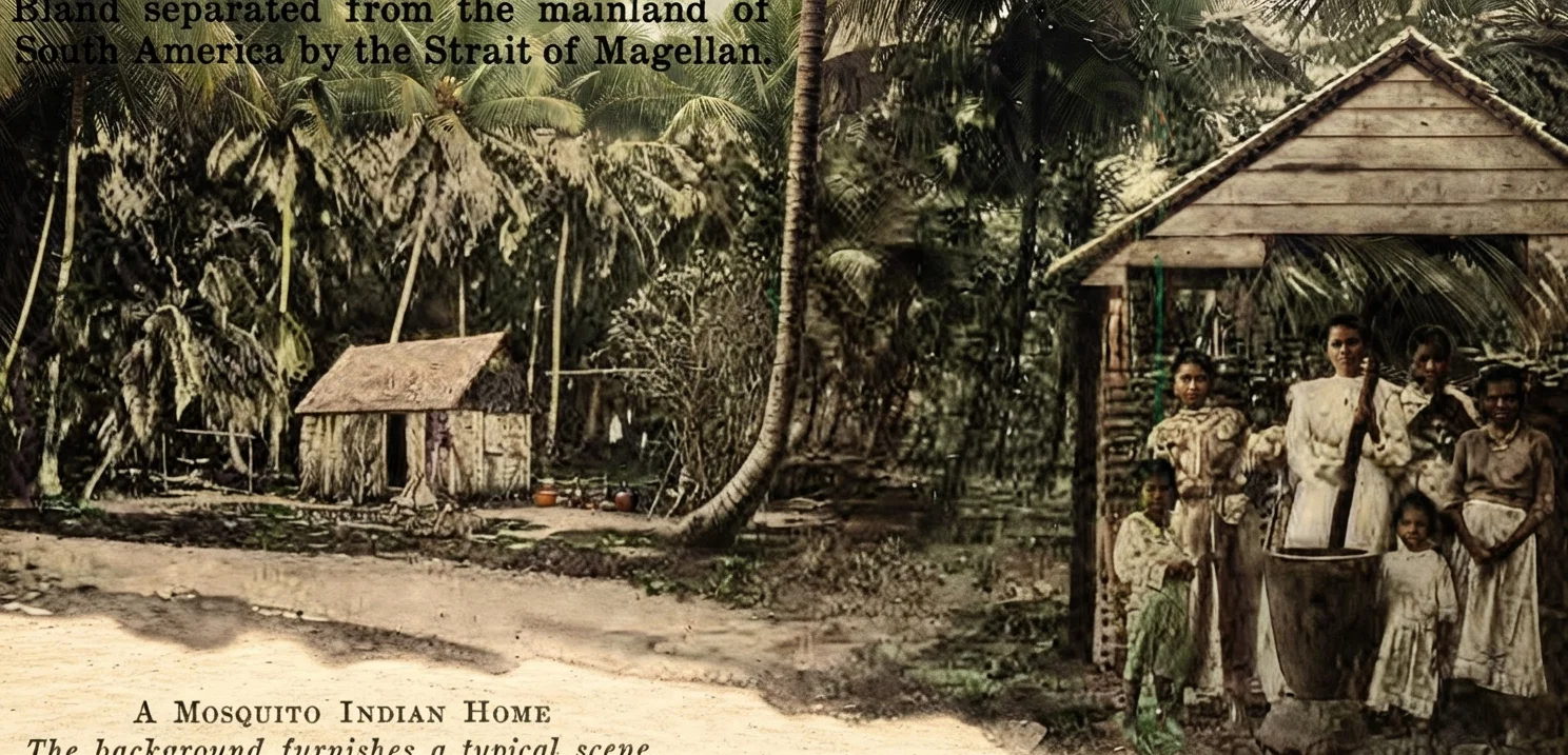 A MOSQUITO INDIAN HOME
The background furnishes a typical scene.
Page 29
