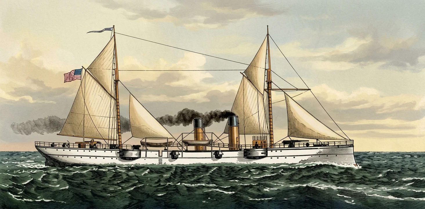 The Unprotected Cruiser Detroit.—Displacement, 2,098 tons; speed, 18.7 knots; armor, ⅜-inch water-tight deck; main battery consists of ten 5-inch rapid-fire guns. Secondary rapid-fire battery has six 6-pounders, two 1-pounders, two Colts, and one field gun. She has two torpedo tubes. Of this class* of vessels England has 3, France 14, Germany 6, Austria 2, Russia 20, Spain 4, Denmark 1, Netherlands 2, Turkey 2, Portugal 3, Sweden and Norway 4, the United States 5, Japan 22, China 17, Argentine Republic 4, Brazil 9, Chile 3, Peru 1.