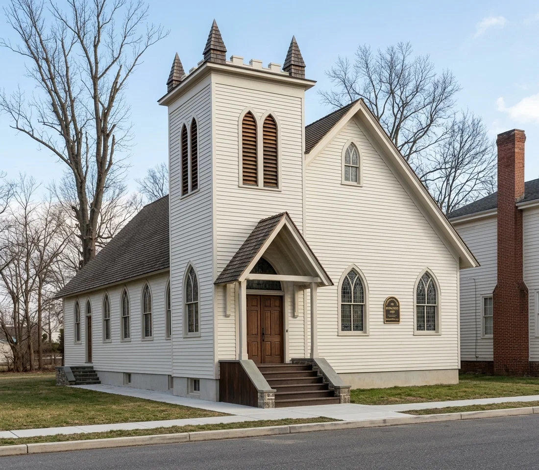 CHURCH BUILDING AT BURLINGTON, N. J.