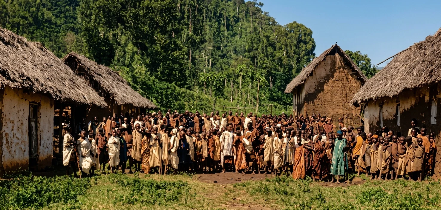 A MEETING OF THE NATIVES AT VUASU, GERMAN EAST AFRICA