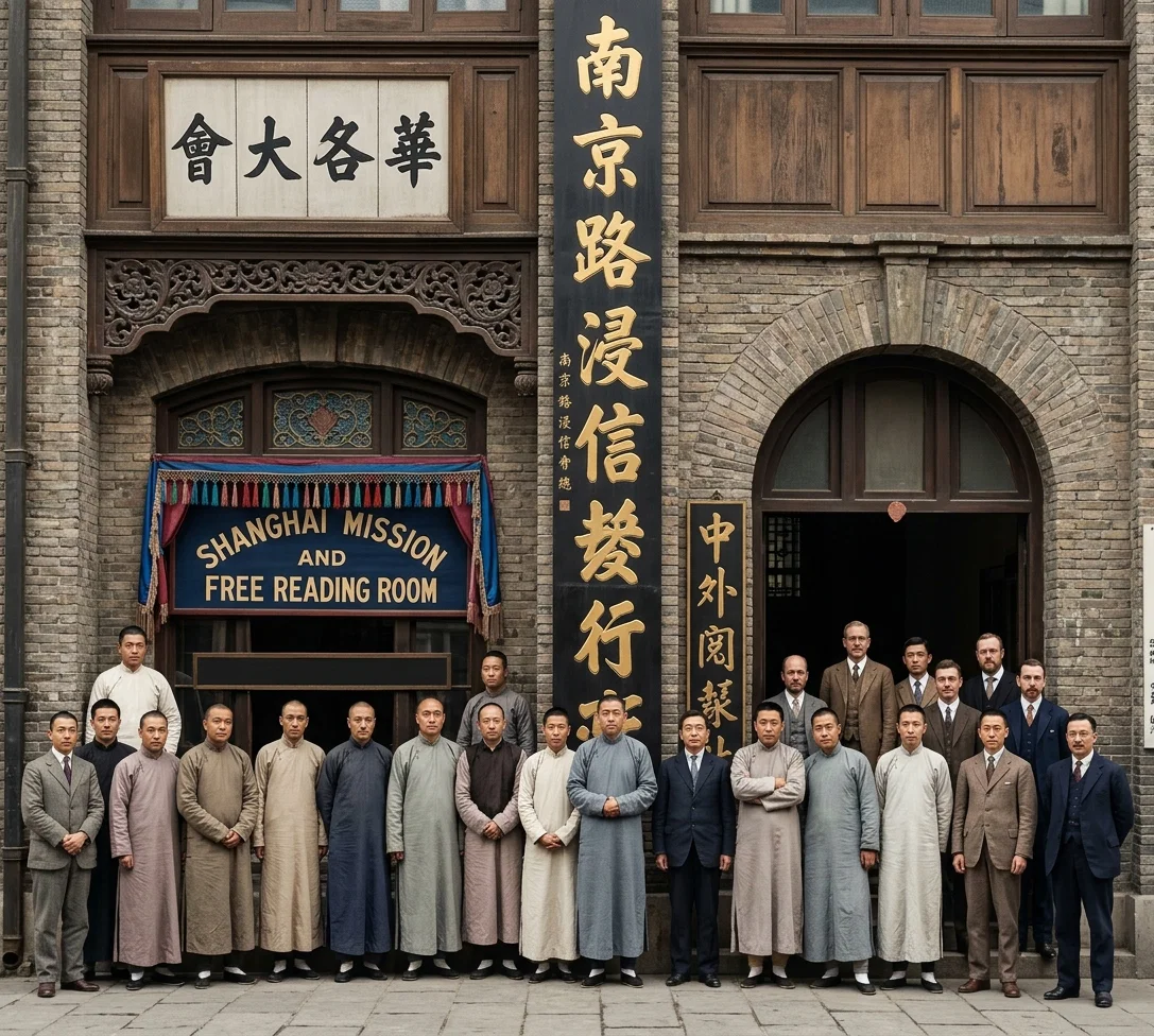 KIANGSU MISSION HEADQUARTERS, WITH WORKERS ASSEMBLED FOR GENERAL MEETING.