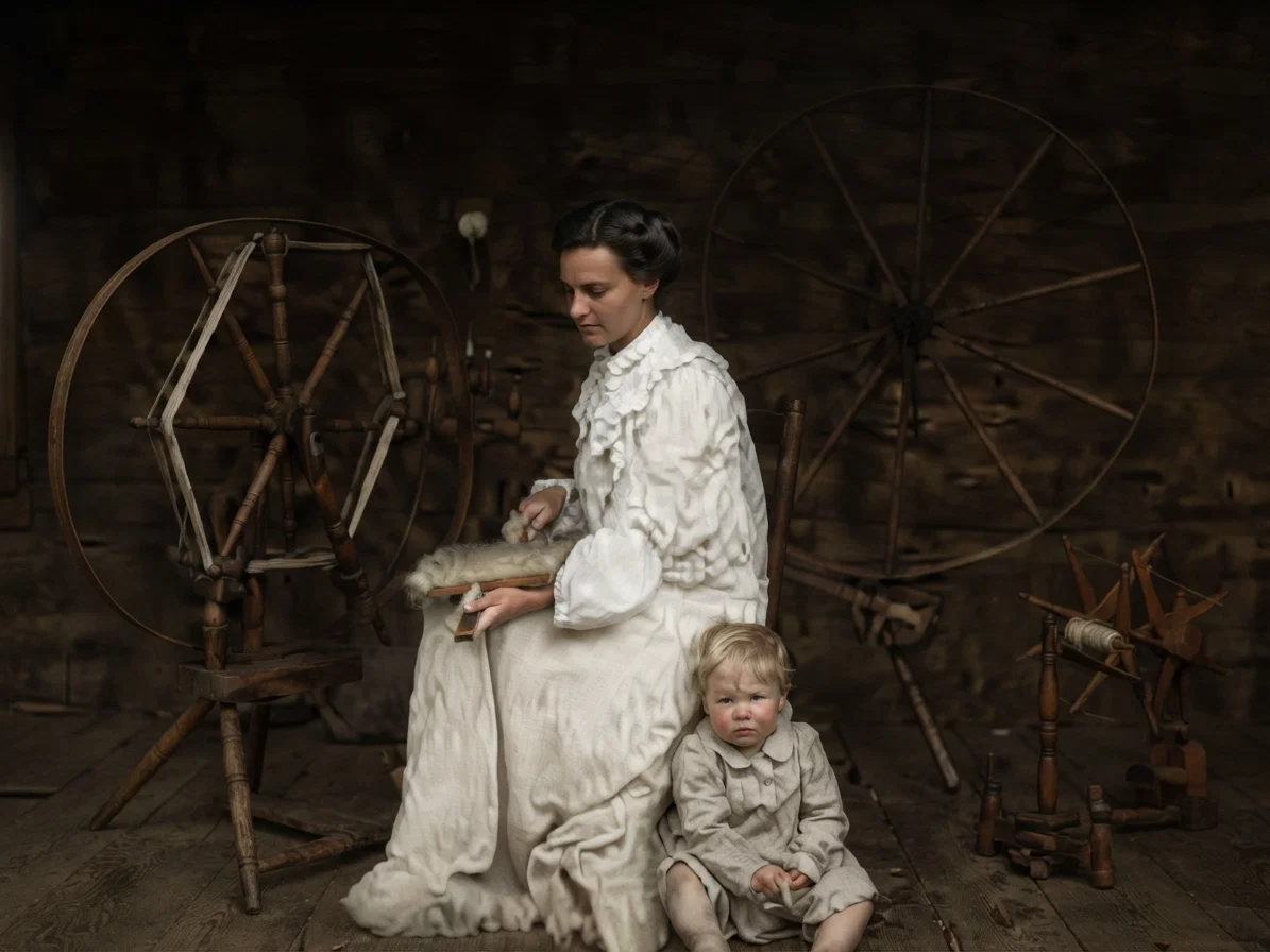 The spinning wheel has kept its place.
