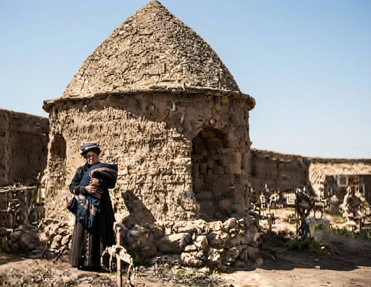 After the expiration of the period for which a vault is rented, the bones are taken out and placed in this charnel-house.