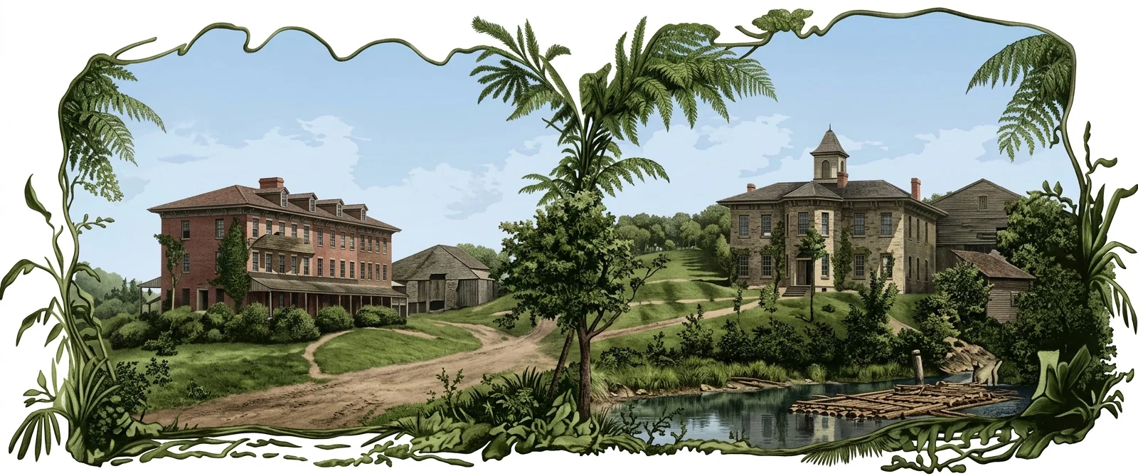 Healdsburg College, Cal.; College on Right, Students' Home on the Left.
