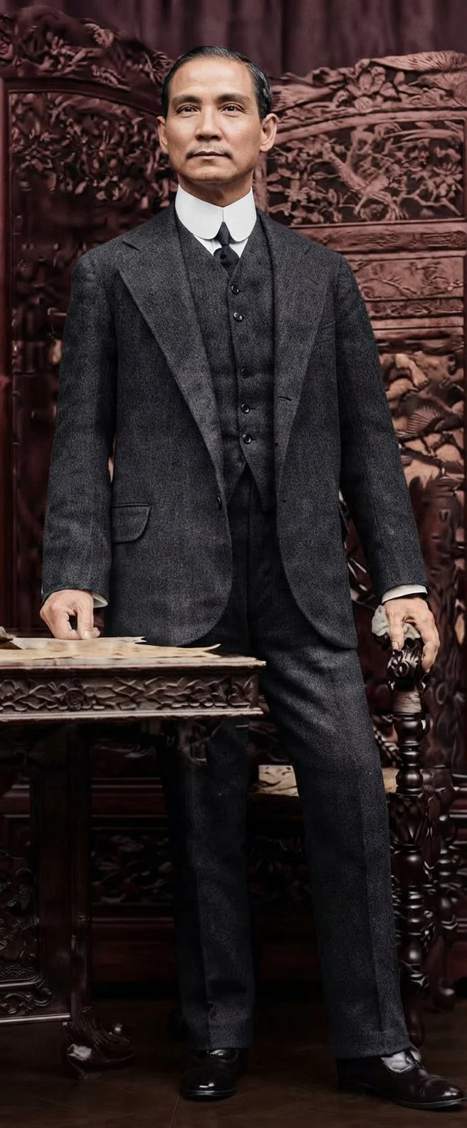 Sun Yat Sen, originator and leading promoter of the Chinese revolution. One of the leading Chinese merchants of the Pacific Coast says he is just the same as George Washington.