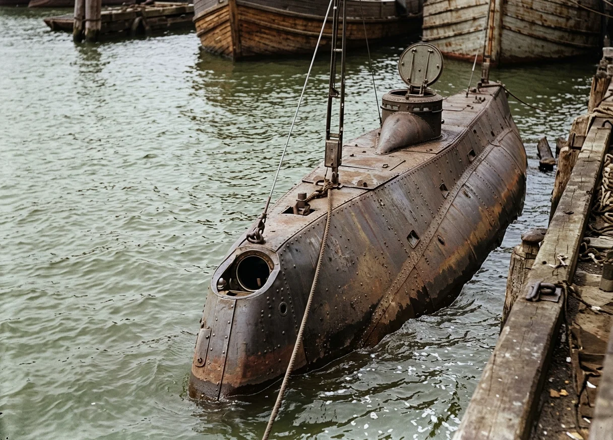 The Submarine Torpedo-boat Holland.—Displacement, 75 tons; length, 55 feet; diameter, 10¾ feet. Armament is one white-head torpedo discharge tube, one aerial dynamite gun. Another Holland torpedo-boat larger than this one is being built by the United States.