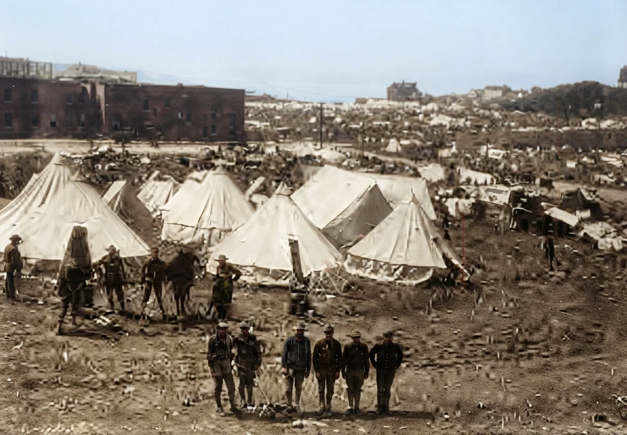 Refugees Camped Out, Fort Mason