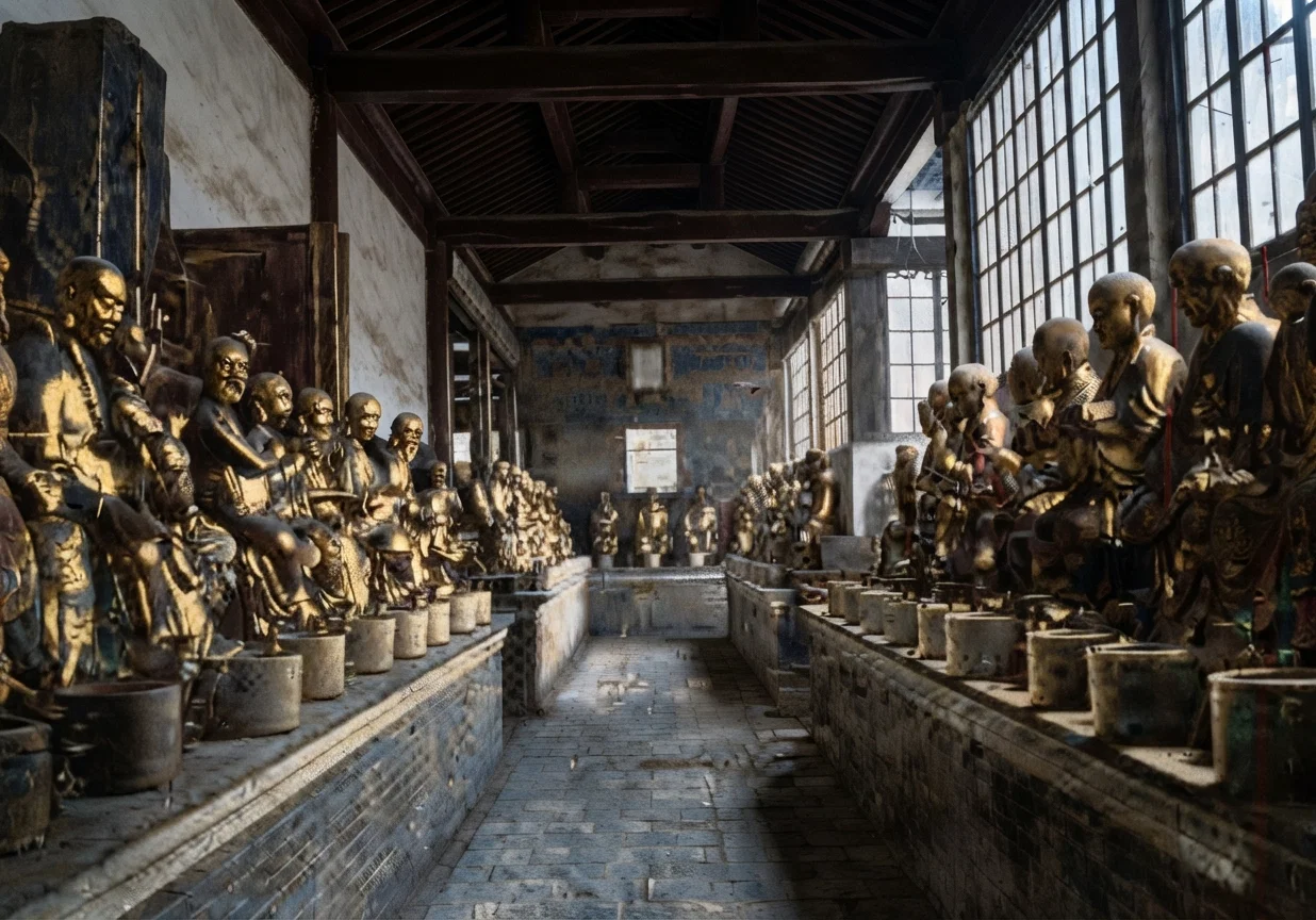 At the setting up of the republic in China, the idols were removed from a number of the large temples, in order that the buildings might be used for schools or barracks.