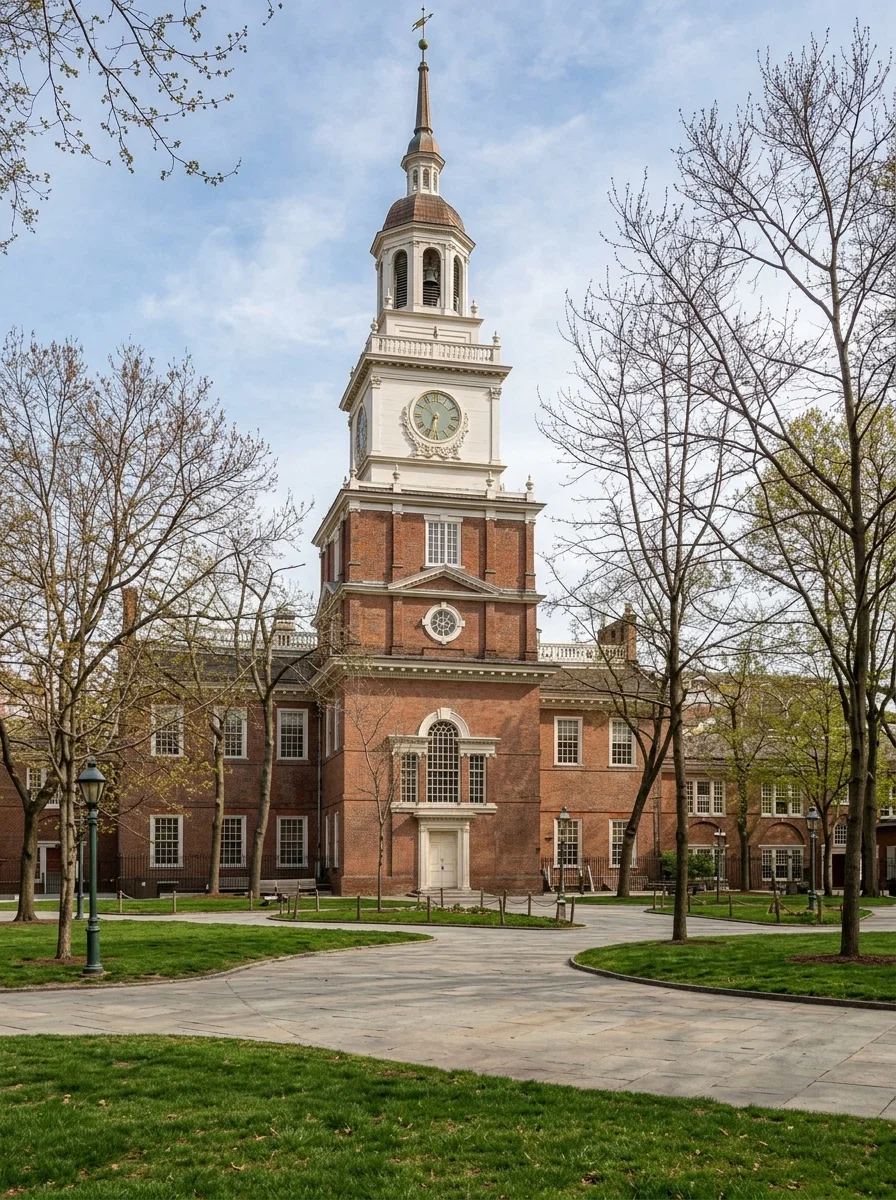 “Independence Hall,” Philadelphia, where the Declaration of Independence was signed July 4, 1776.