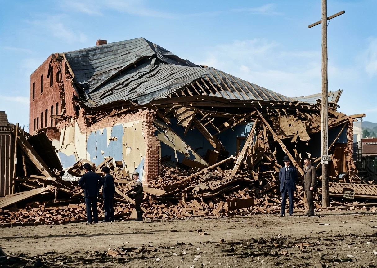 ONE OF THE WRECKED BUILDINGS IN HEALDSBURG