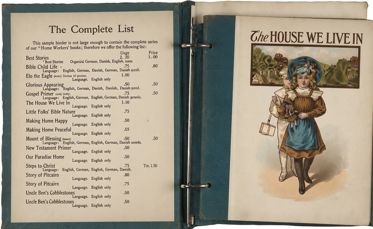 It consists of a cover, or binder, with an inside metal back, into which two rings are fitted
