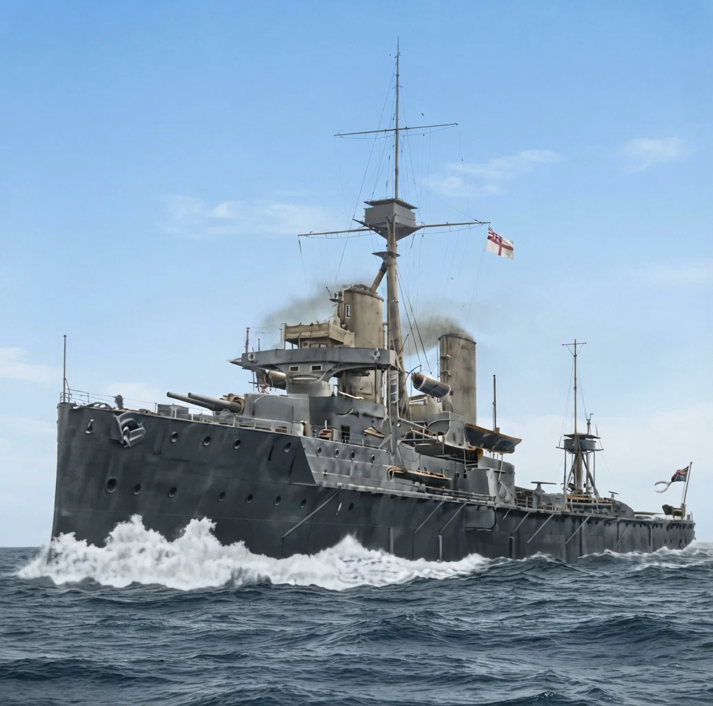 THE BRITISH "DREADNOUGHT," THE LARGEST BATTLE-SHIP IN COMMISSION.