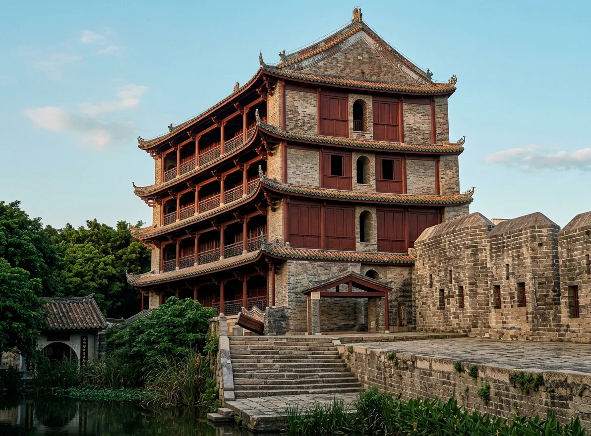 A Five-Story Watch-Tower on the Wall of Canton, China
