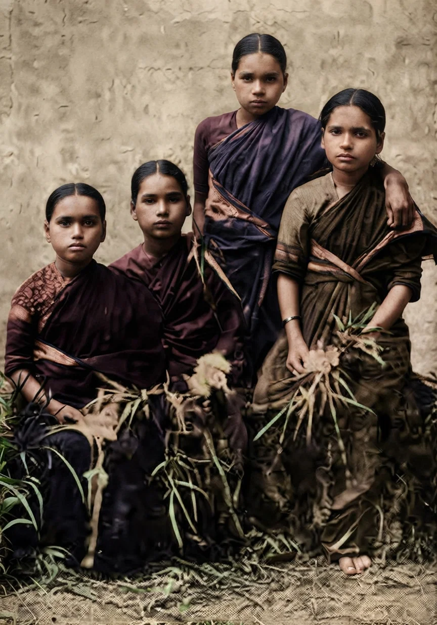 Group of child widows of India