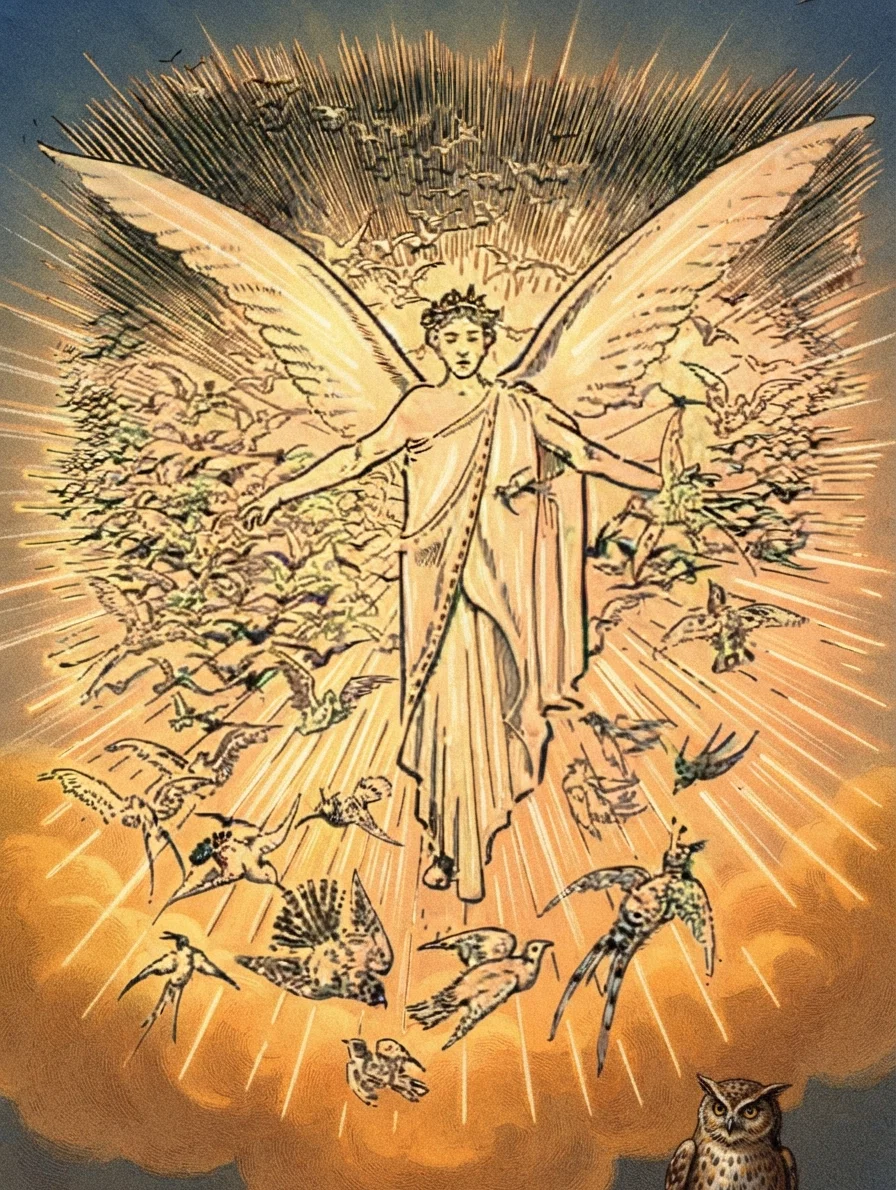 I saw an angel standing in the sun.