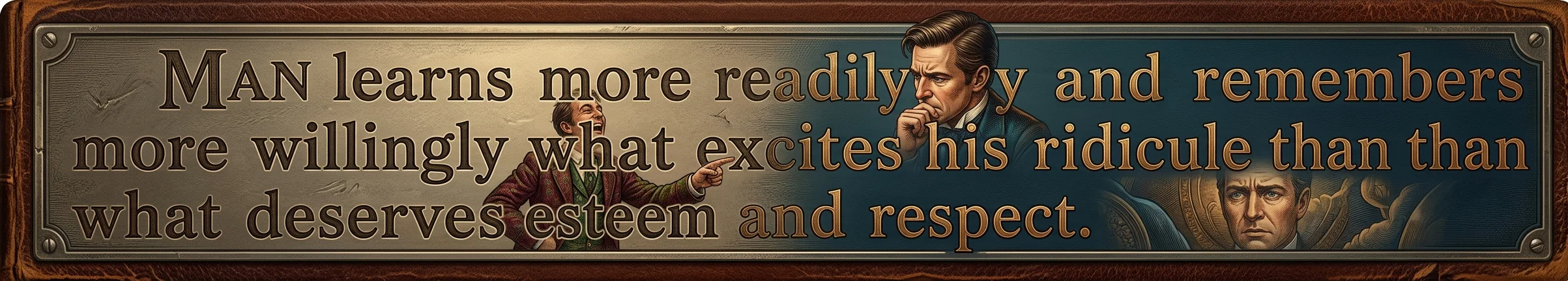 MAN learns more readily and remembers more willingly what excites his ridicule than what deserves esteem and respect.