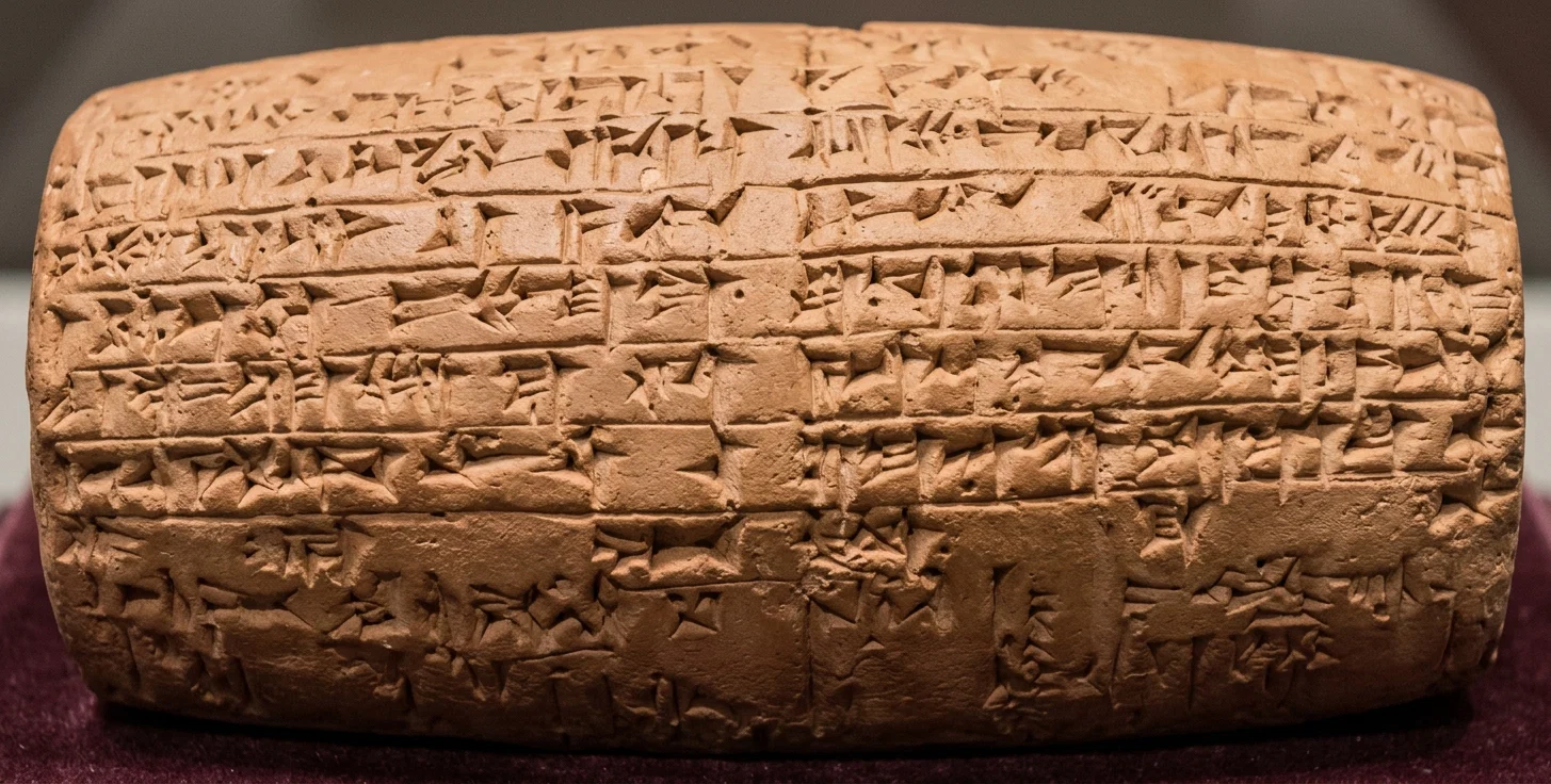 Belshazzar's existence was once disputed and the book of Daniel discredited; research found the above baked clay cylinder on which is inscribed a prayer of Nabonidus King of Babylon on behalf of his son Belshazzar. (From British Museum.)