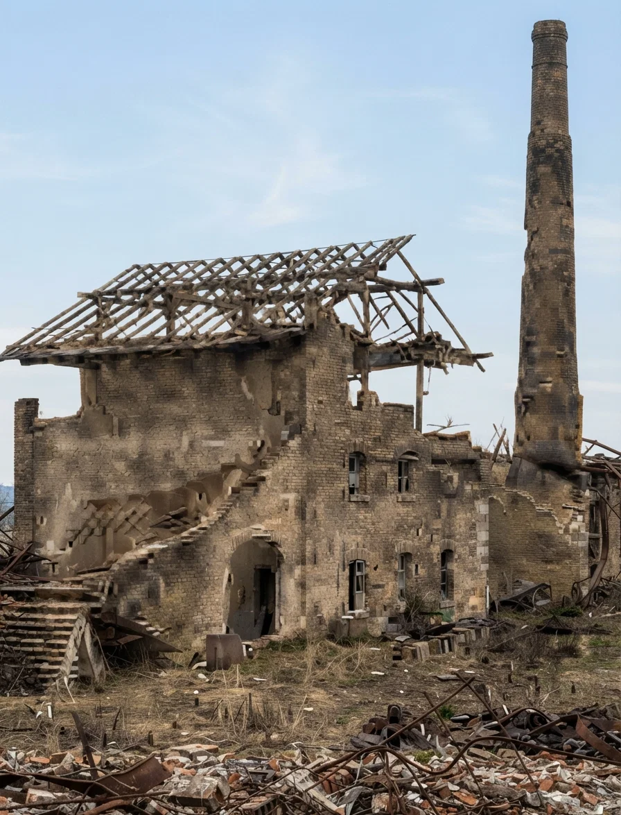 Brick Factory Blown Down by Air Concussion.