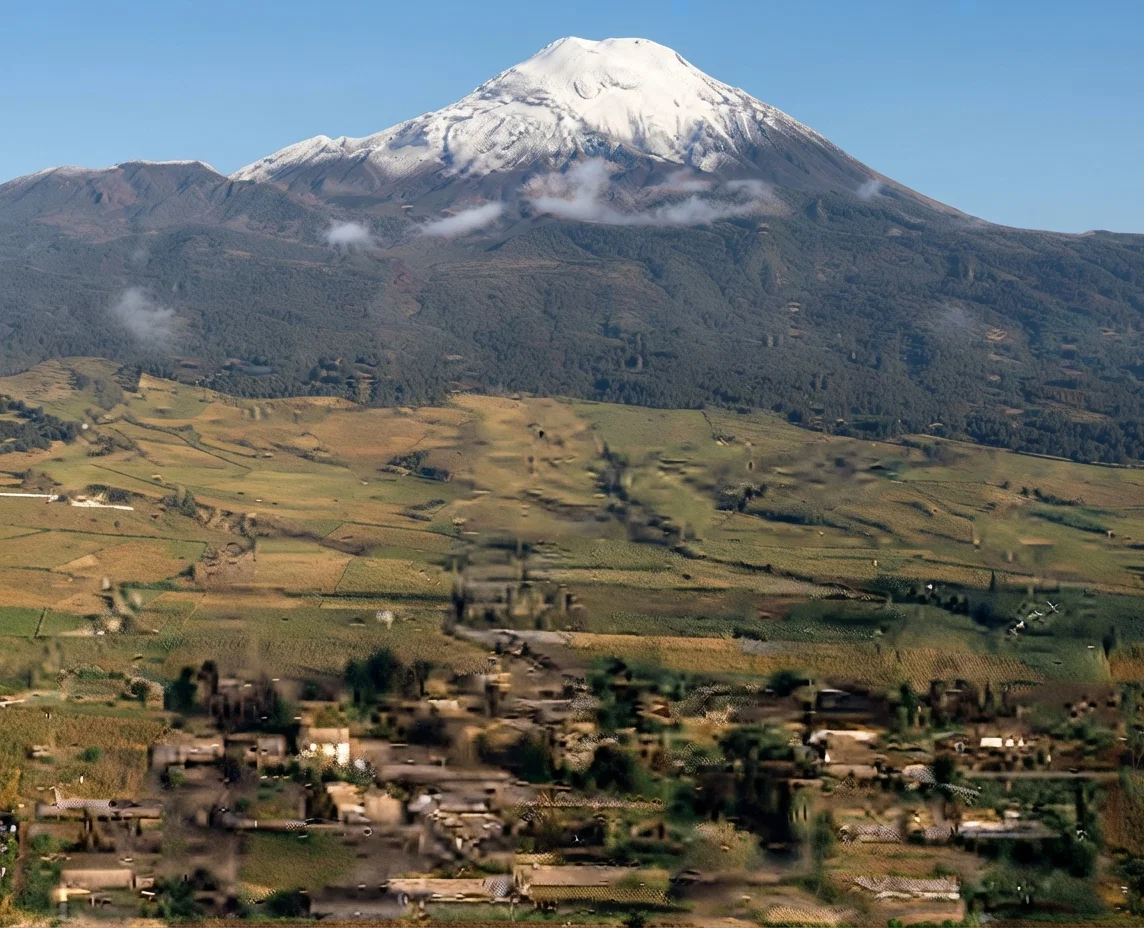 The Famous Volcano Popocatapetl, Near the City of Mexico.